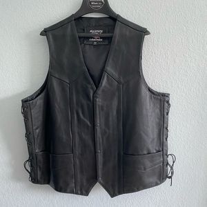 Allstate Black Leather Motorcycle Vest Men’s 48